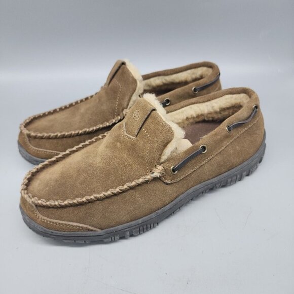 Clark Shoes Clarks Hudson Bay Mens Leather Slippers Brown A3450 Sz